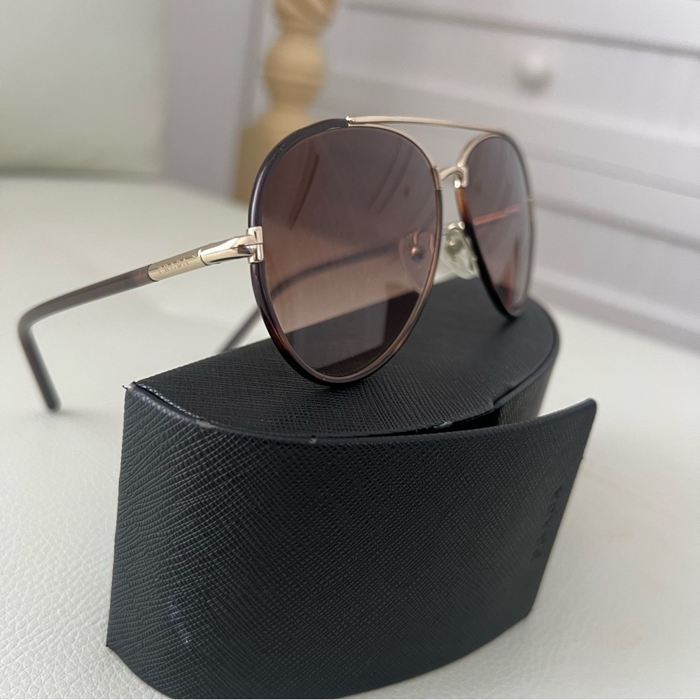 Prada Brown and Gold aviator Sunglasses
